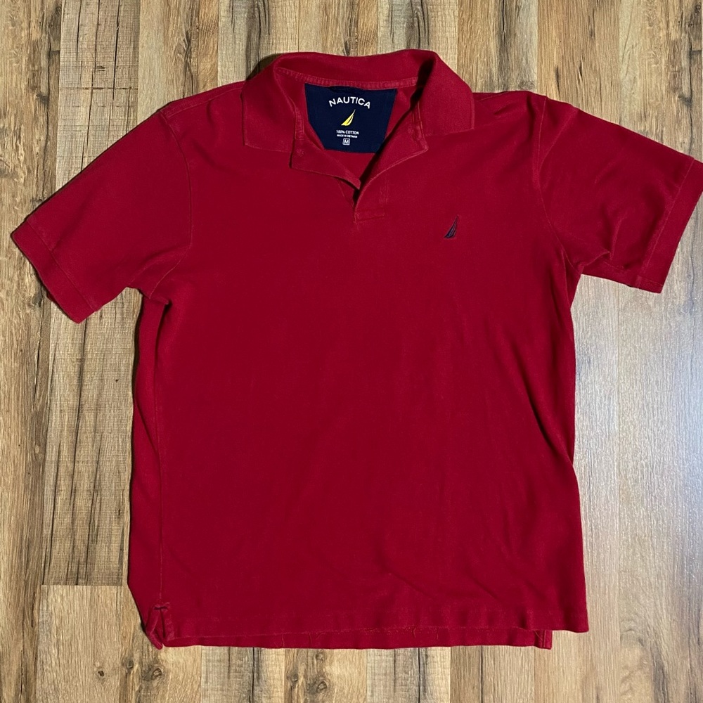 Nautica polo, red, size medium.